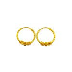 916 Gold 3 Ball Hoop Earrings