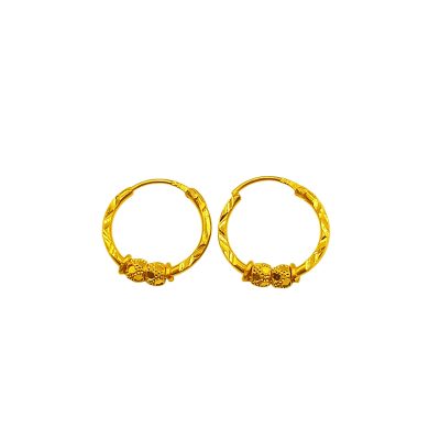 916 Gold 2 Ball Hoop Earrings