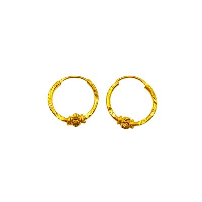 916 Gold 1 Ball Hoop Earrings