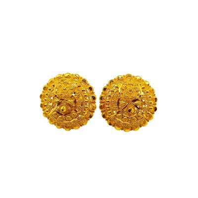 916 Gold Dubai Stud Earrings (18mm)
