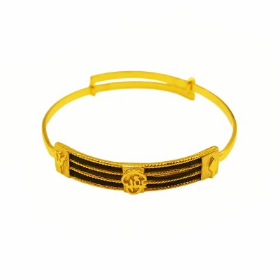 916 Gold 3 Layer Elephant Hair OM Baby Bangle ( Adjustable )