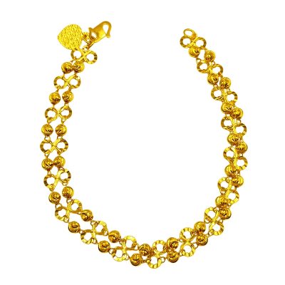 916 Gold Ball Infinity Bracelet with Dangling Heart